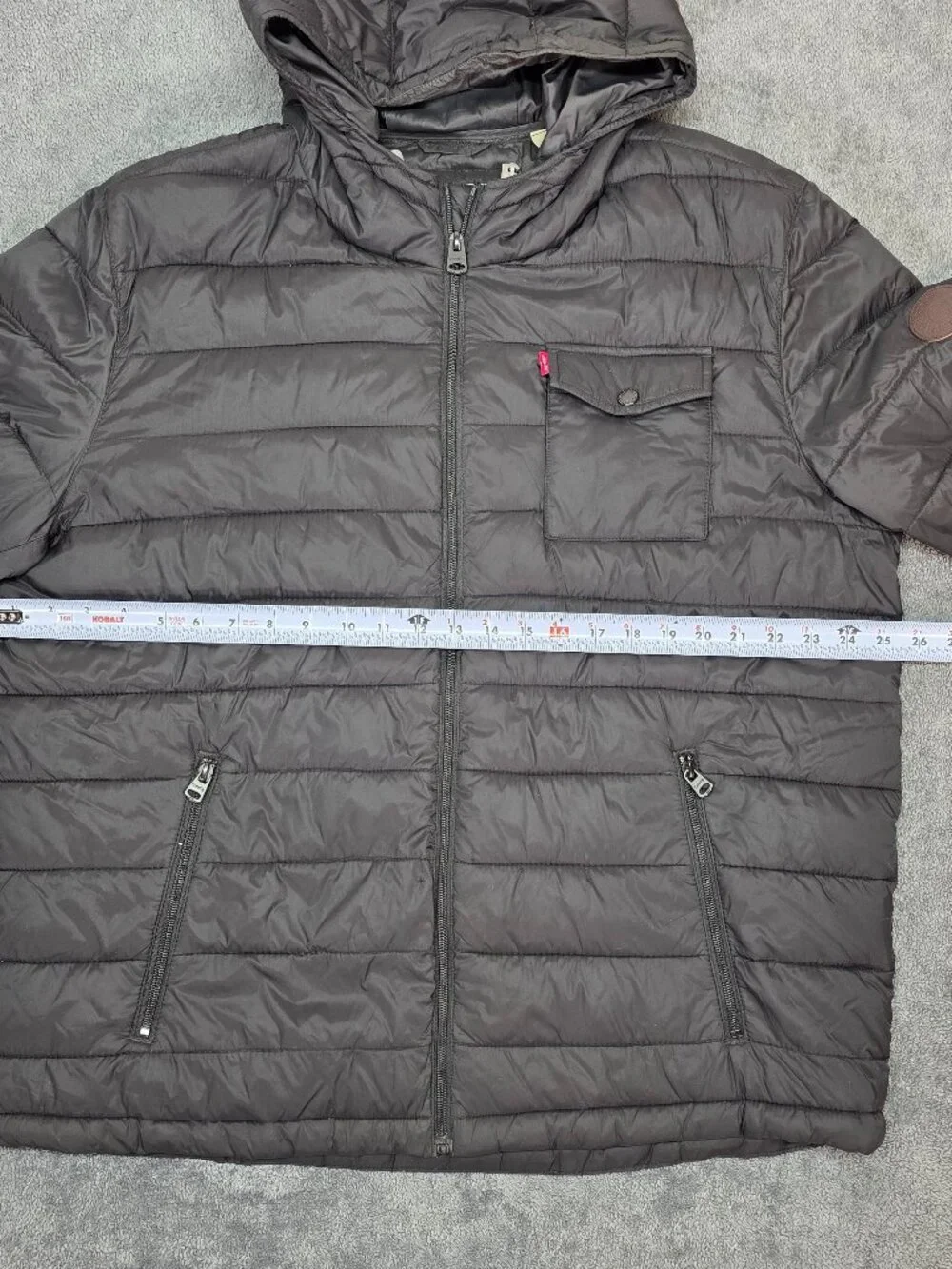 Levi’s Puffer Jacket Mens XL Black Hooded Quilted Full Zip Coat